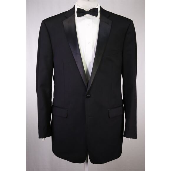 Calvin Klein Mens Extreme Slim Fit Black Tuxedo Formal Wedding Blazer Jacket 46L - Picture 2 of 9